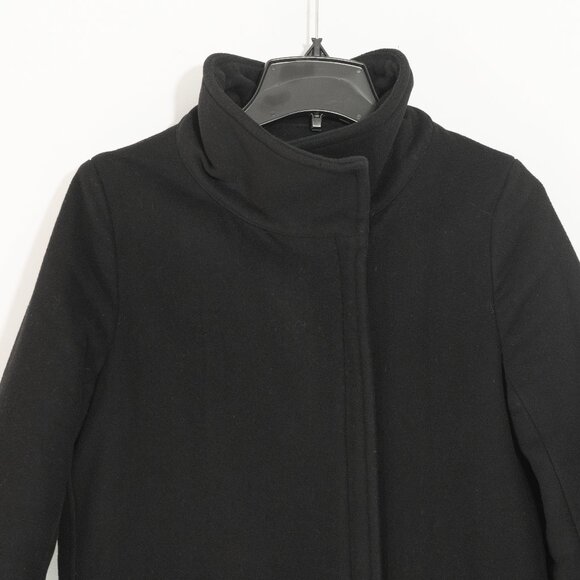 Babaton Cocoon Coat Black Cashmere Wool Funnel Neck Minimal Goth Quiet Lux Coat - Picture 4 of 16